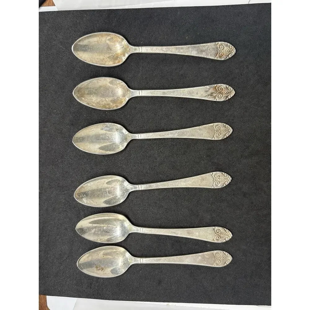 LOT OF 6 c1932 WALDORF ASTORIA HOTEL SILVER PLATED DEMITASSE COFFEE SPOONS